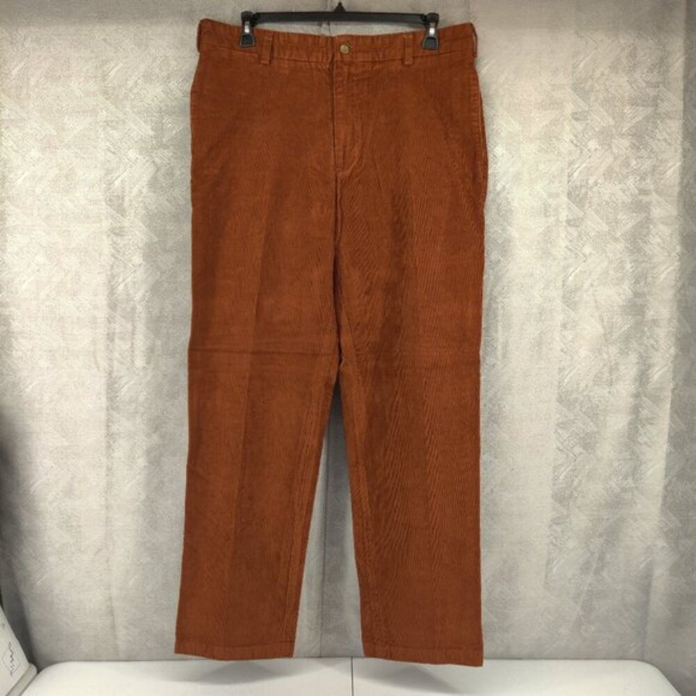 Bills Khakis Pants Men 37x33 Burnt Orange Rust Corduroy Classic Fit Flat Front